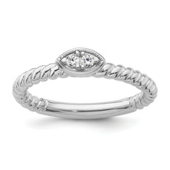 14k White Gold Stackable Expressions White Topaz Twisted Ring