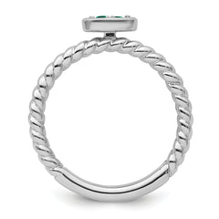 14k White Gold Stackable Expressions Created Emerald Twisted Ring