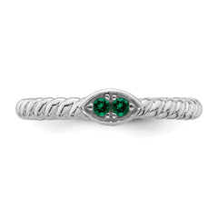 14k White Gold Stackable Expressions Created Emerald Twisted Ring
