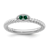 14k White Gold Stackable Expressions Created Emerald Twisted Ring