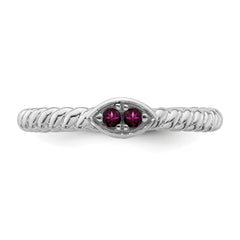 14k White Gold Stackable Expressions Rhodolite Garnet Twisted Ring