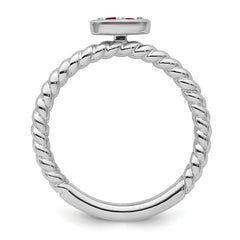 14k White Gold Stackable Expressions Created Ruby Twisted Ring