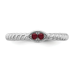 14k White Gold Stackable Expressions Created Ruby Twisted Ring