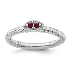 14k White Gold Stackable Expressions Created Ruby Twisted Ring