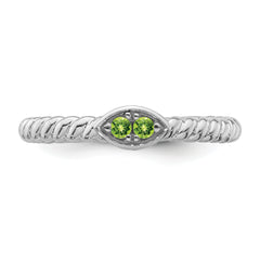 14k White Gold Stackable Expressions Peridot Twisted Ring