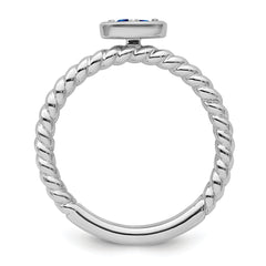 14k White Gold Stackable Expressions Created Sapphire Twisted Ring