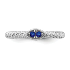 14k White Gold Stackable Expressions Created Sapphire Twisted Ring