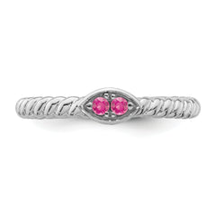 14k White Gold Stackable Expressions Pink Tourmaline Twisted Ring
