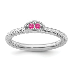 14k White Gold Stackable Expressions Pink Tourmaline Twisted Ring