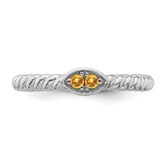 14k White Gold Stackable Expressions Citrine Twisted Ring