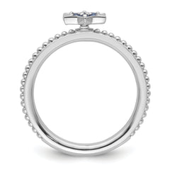 14k White Gold Stackable Expressions Created Sapphire Star Ring