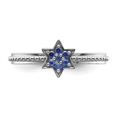 14k White Gold Stackable Expressions Created Sapphire Star Ring