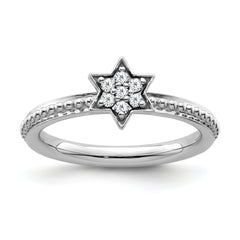 14k White Gold Stackable Expressions Diamond Star Ring