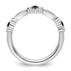 14k White Gold Stackable Expressions Garnet and Diamond Ring