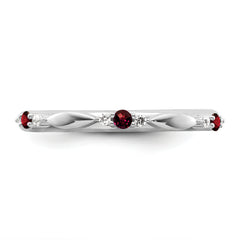 14k White Gold Stackable Expressions Garnet and Diamond Ring