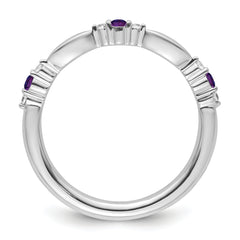 14k White Gold Stackable Expressions Amethyst and Diamond Ring
