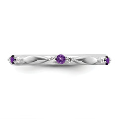 14k White Gold Stackable Expressions Amethyst and Diamond Ring