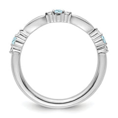 14k White Gold Stackable Expressions Aquamarine and Diamond Ring