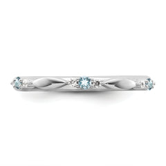 14k White Gold Stackable Expressions Aquamarine and Diamond Ring