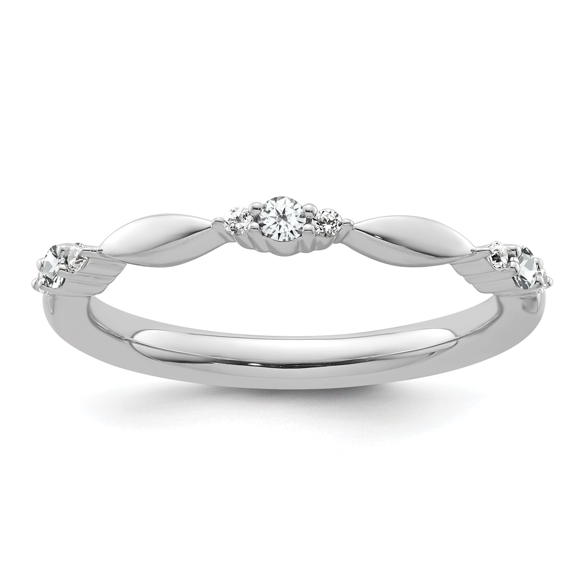 14k White Gold Stackable Expressions White Topaz and Diamond Ring