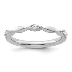 14k White Gold Stackable Expressions White Topaz and Diamond Ring