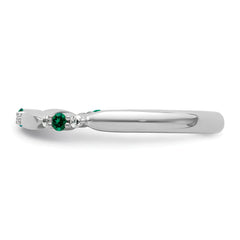14k White Gold Stackable Expressions Created Emerald and Dia. Ring