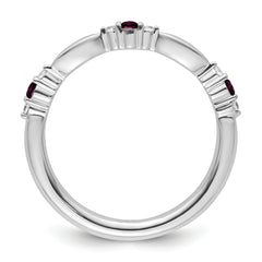 14k White Gold Stackable Expressions Rhodolite Garnet and Dia. Ring
