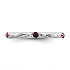 14k White Gold Stackable Expressions Rhodolite Garnet and Dia. Ring