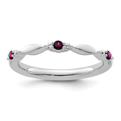 14k White Gold Stackable Expressions Rhodolite Garnet and Dia. Ring