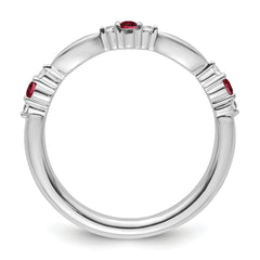 14k White Gold Stackable Expressions Created Ruby and Dia. Ring