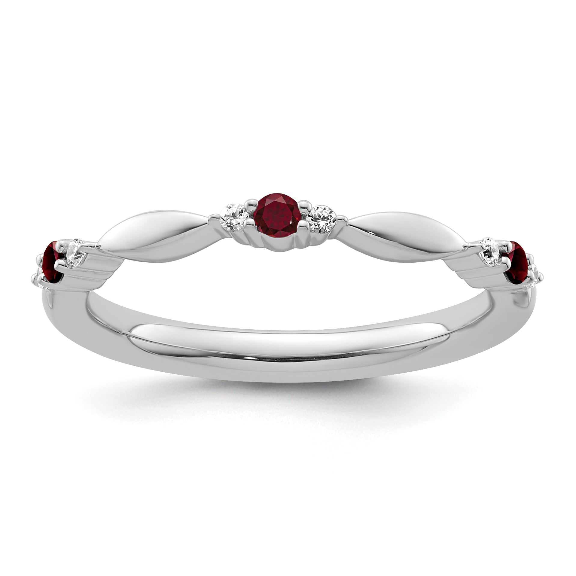 14k White Gold Stackable Expressions Created Ruby and Dia. Ring