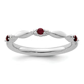 14k White Gold Stackable Expressions Created Ruby and Dia. Ring