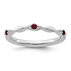 14k White Gold Stackable Expressions Created Ruby and Dia. Ring