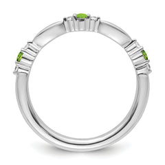 14k White Gold Stackable Expressions Peridot and Diamond Ring
