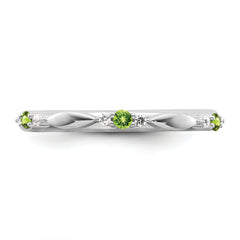 14k White Gold Stackable Expressions Peridot and Diamond Ring