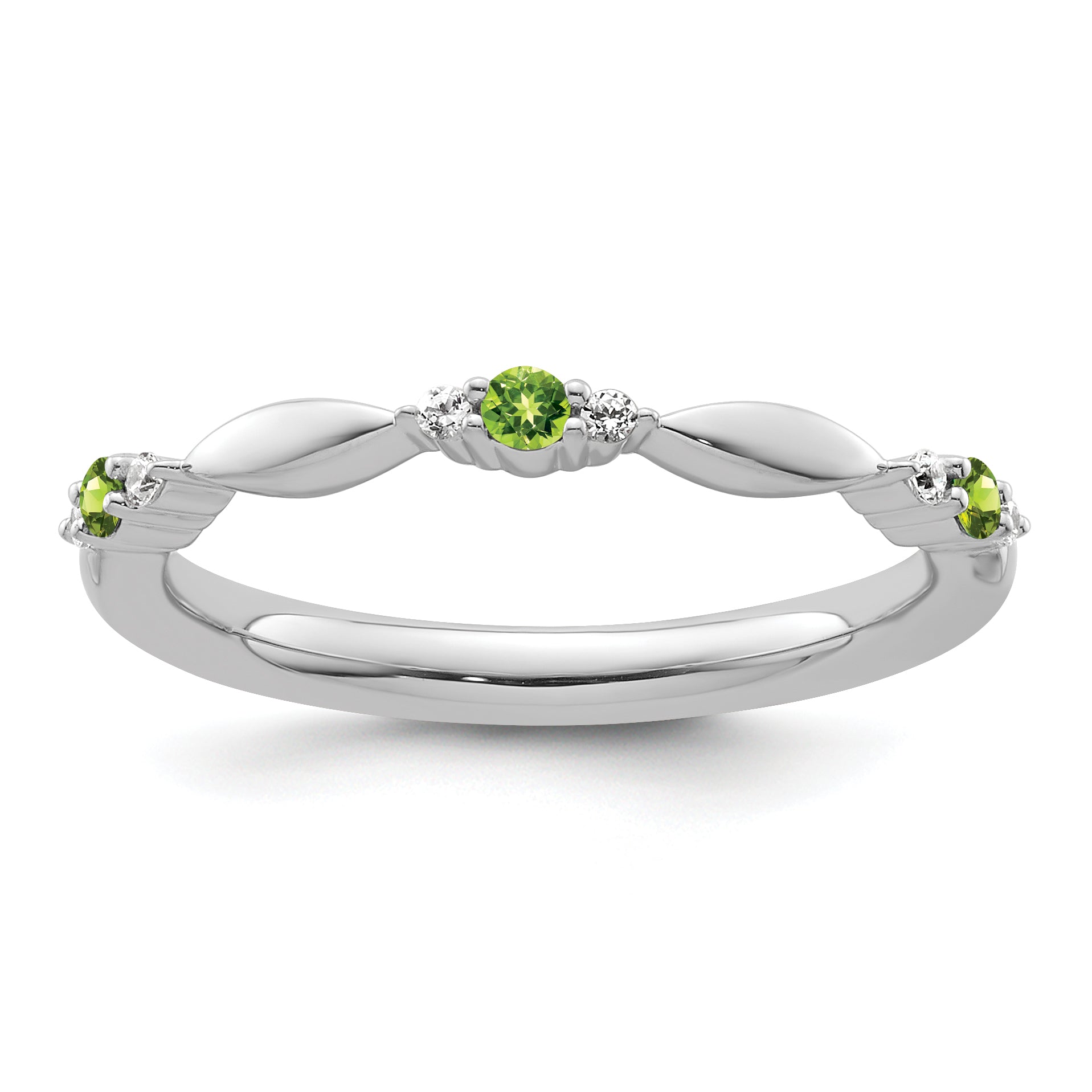 14k White Gold Stackable Expressions Peridot and Diamond Ring
