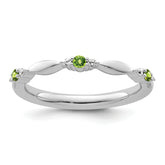14k White Gold Stackable Expressions Peridot and Diamond Ring