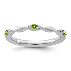 14k White Gold Stackable Expressions Peridot and Diamond Ring
