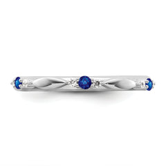 14k White Gold Stackable Expressions Created Sapphire and Dia. Ring