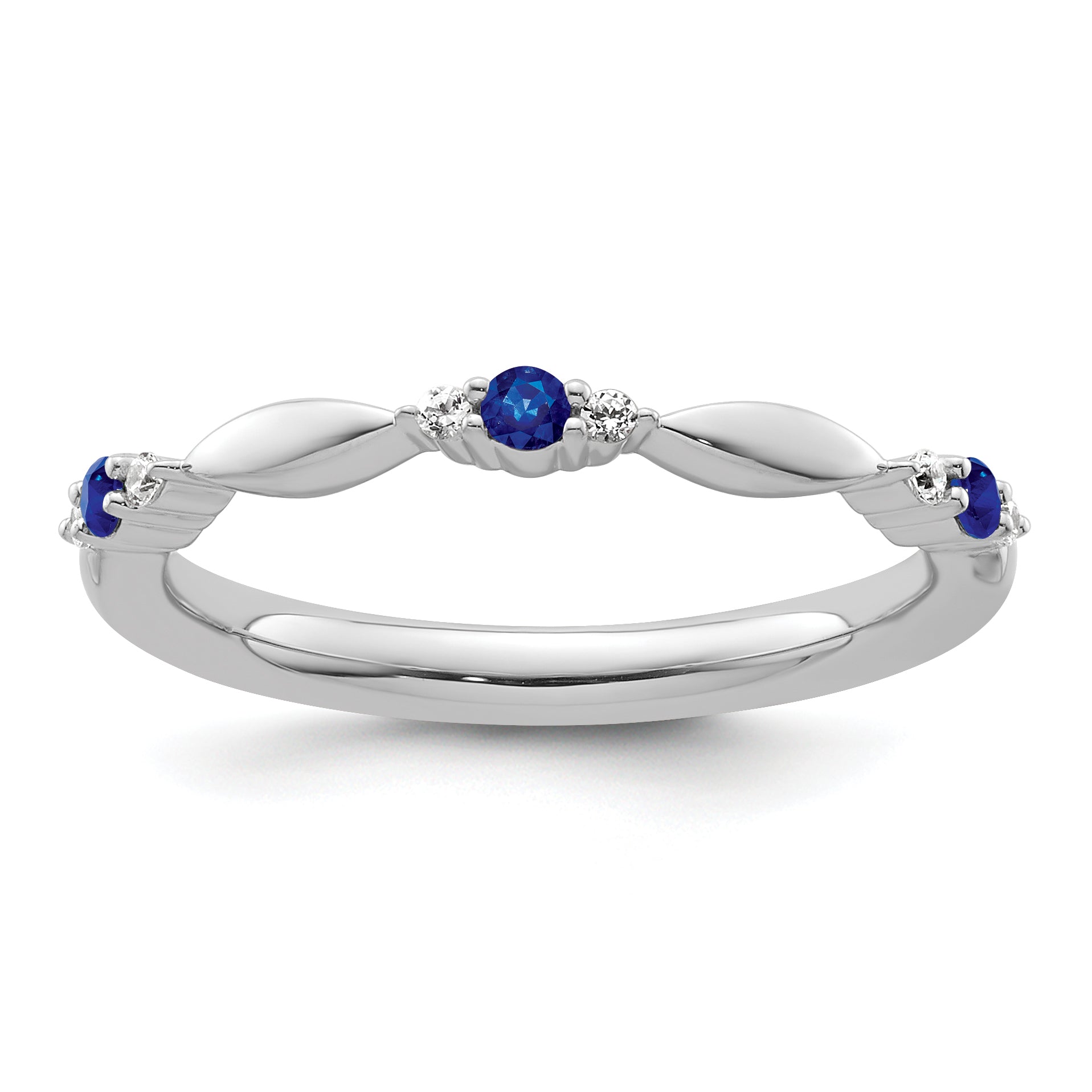 14k White Gold Stackable Expressions Created Sapphire and Dia. Ring
