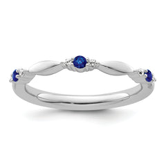14k White Gold Stackable Expressions Created Sapphire and Dia. Ring