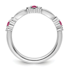 14k White Gold Stackable Expressions Pink Tourmaline and Dia. Ring