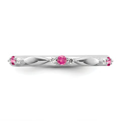 14k White Gold Stackable Expressions Pink Tourmaline and Dia. Ring