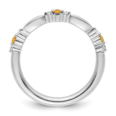 14k White Gold Stackable Expressions Citrine and Diamond Ring