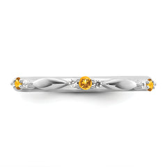 14k White Gold Stackable Expressions Citrine and Diamond Ring