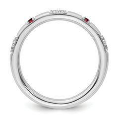 14k White Gold Stackable Expressions Garnet and Diamond Ring