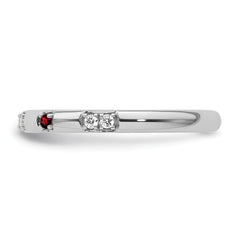 14k White Gold Stackable Expressions Garnet and Diamond Ring