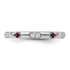 14k White Gold Stackable Expressions Garnet and Diamond Ring