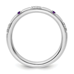 14k White Gold Stackable Expressions Amethyst and Diamond Ring