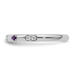 14k White Gold Stackable Expressions Amethyst and Diamond Ring